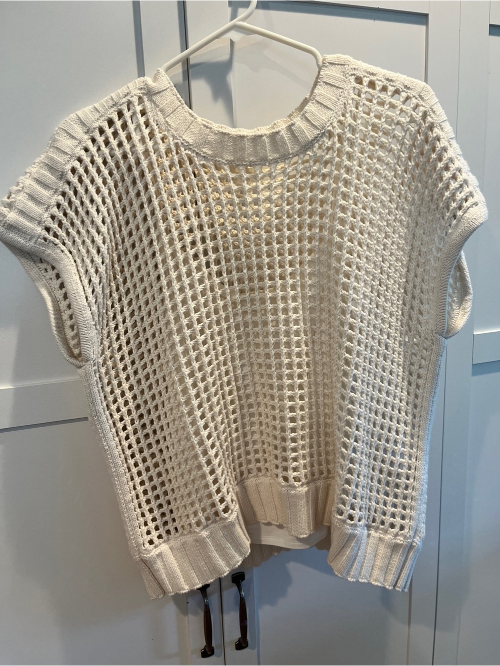 Splendid Open-Knit Cream Short Sleeve Sweater